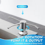 CREA Chrome Built-in Soap Dispenser for Kitchen Sink,Stainless Steel Kitchen Dish Soap Dispenser Pump,in Counter Soap Dispensers Under Sink Mouted Set 39" Tube 17oz Large Bottle