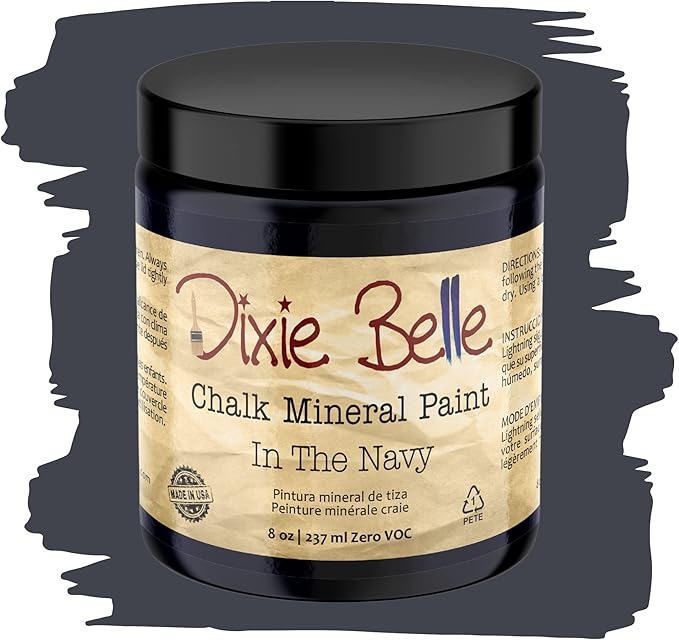 Dixie Belle Paint Company Chalk Finish Furniture Paint - In the Navy (8oz) - Matte Dark Navy Chic Chalk Mineral DIY Furniture Paint