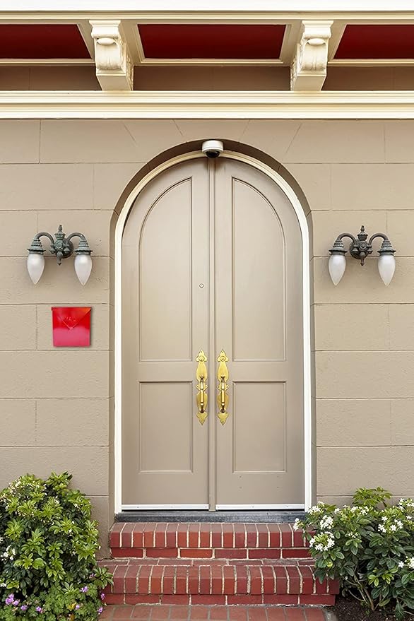 NACH Mailboxes for Outside Wall Mount, 10 x 10 x 4 inch Red Mail Boxes for House Outside, Waterproof Mailboxes for Outside - Chicago Style Mail Box