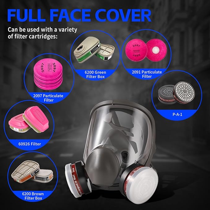Full Face Gas Mask - Gas Masks Survival Nuclear and Chemical, Reusable Respirator Mask (6800+P-A-1)