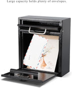 KYODOLED Steel Combination Lock Mail Boxes Outdoor, Locking Wall Mount Mailbox, Security Key Drop Box,12H x 10.51L x 4.68W Inches, Black Large