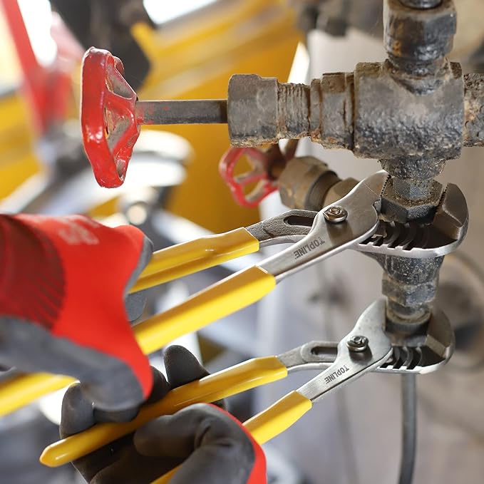 TOPLINE 4-piece Tongue and Groove Joint Pliers Set with Dipped Handles, Groove Joint Pliers Set Included 12-Inch, 10-Inch, 8-Inch and 6-Inch, Ideal for Basic Home Repair and General Applications