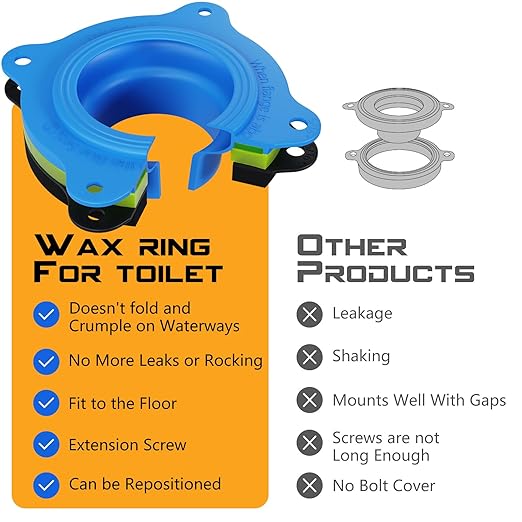 Toilet Flange Repair Kit, Universal Toilet Seal Parts for Wax Seal, Rubber Gasket Ring, Wax-Free Toilet Bowl Replacement kit Include Premium Nuts, Washers, 3.26Inch Bolts, Bolt Caps(2-Pack)