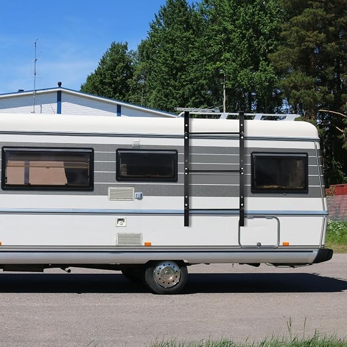 3-Rung Window Well Ladder Hooked, Heavy Duty Steel Egress Window Ladder, Basement Wall Mounted Ladder 34.2" Lx17.9 W, Black