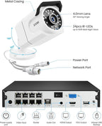 ZOSI 4K PoE Security Camera System,4pcs 8MP Indoor Outdoor Bullet Cameras with Person Vehicle Detection,People Counting,One-Way Audio,100ft Night Vision,4K/8MP 8CH NVR with 2TB HDD for 24/7 Recording