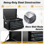6-Drawer Tool Box, ARNOT 24" Heavy-Duty Steel Tool Chest, Portable Tool Storage Organizer with Auto-Locking Drawers, Top Tool Tray, and Side Handles for Garage, Warehouse, or Workshop Storage (Black)