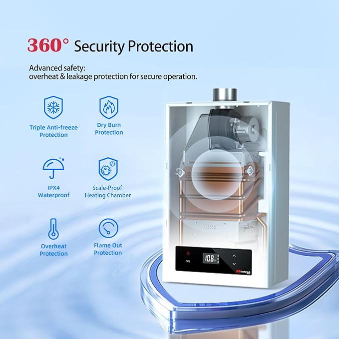 MIZUDO Natural Gas Tankless Water Heater Indoor, Max 4.0 GPM 90,000 BTU CSA Certified Constant Temp High Power On Demand Hot Water Heater, for Whole House or Apartment, Gen 2