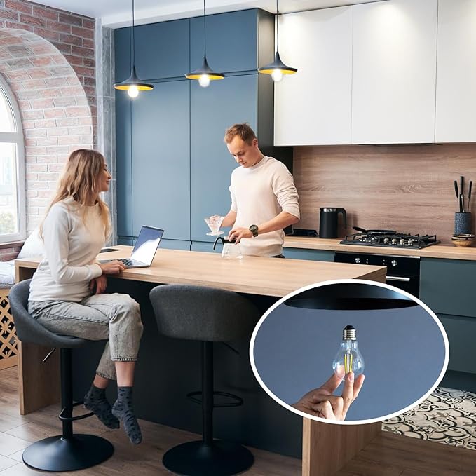 dalattin A19 Vintage LED Edison Bulbs, 60W Equivalent Light Bulbs, 5000K Daylight White, Clear Glass Filament Bulb, Efficient 8W, E26 Base, 800 LM, CRI80+, Non-Dimmable for Home, Farmhouse, 4 Pack