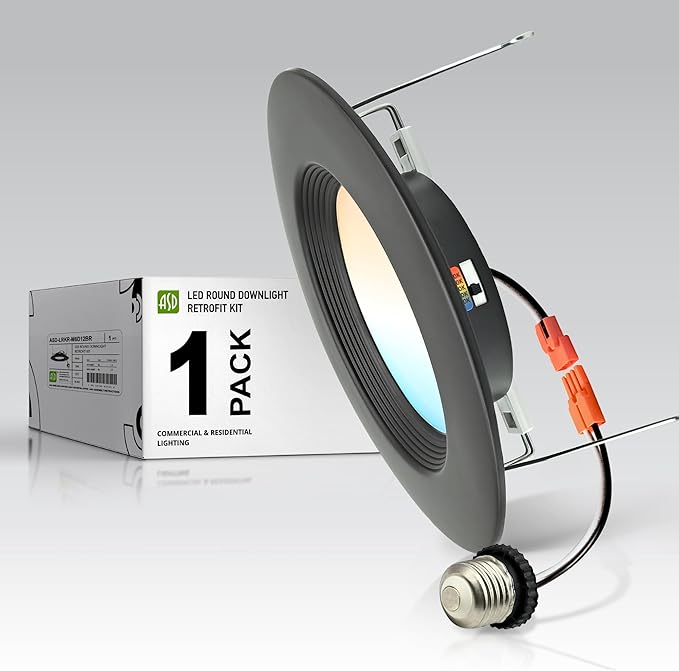 ASD 6 Inch Retrofit LED Recessed Lighting | Metal Trim Bronze 12W 1078LM 120V 2700K-5000K Adjustable Ceiling Downlights | Triac Dimmable Wet Rated Room Can Lights, ETL Energy Star