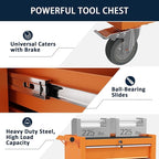 5-Drawer Metal Rolling Tool Chest with Wheels,Tool Storage Cabinet with Locking System，Toolbox with Wheels for Garage, Warehouse, Workshop, Repair Shop (Orange, 5Drawer)