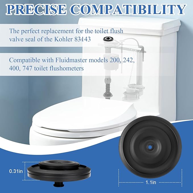 Toilet Fill Valve Seal Replacement Part Compatible with Fluidmaster 200,242, 400 and 747 Toilet Tank Fill Valve Parts,for Kohler 83143 (10 pack)