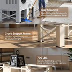 SKM 2-in-1 Washer & Dryer Pedestal Stand, 29" Universal Laundry Raiser for 4.8-5.3 cu. ft. Machines | Heavy-Duty Steel, 700LB Capacity | 12.6" Ergonomic Height, White