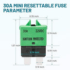NuIth Manual Reset Mini Fuse Circuit Breakers 30A, E39 Low Profile ATO/ATC Circuit Breaker Blade Fuse 12V-32V DC 30A Re-settable Standard Blade Fuses for Car Truck RV Marine (2PCS-30A)