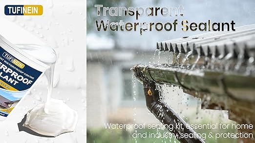 Transparent Waterproof Coating, TUFINEIN 35oz Invisible Waterproof Agent Indoor & Outdoor Sealant Water-Based Clear Sealant Roofs, Walls, Garden, Terraces
