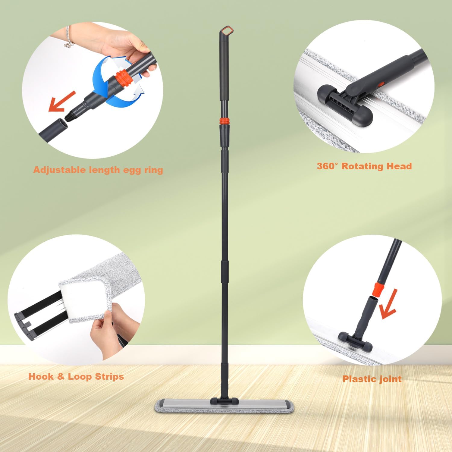 Microfiber Mop 18 in Large Flat Mops for Floor Cleaning with 4 Premium Pads Hardwood for Cleaning Wet Mop