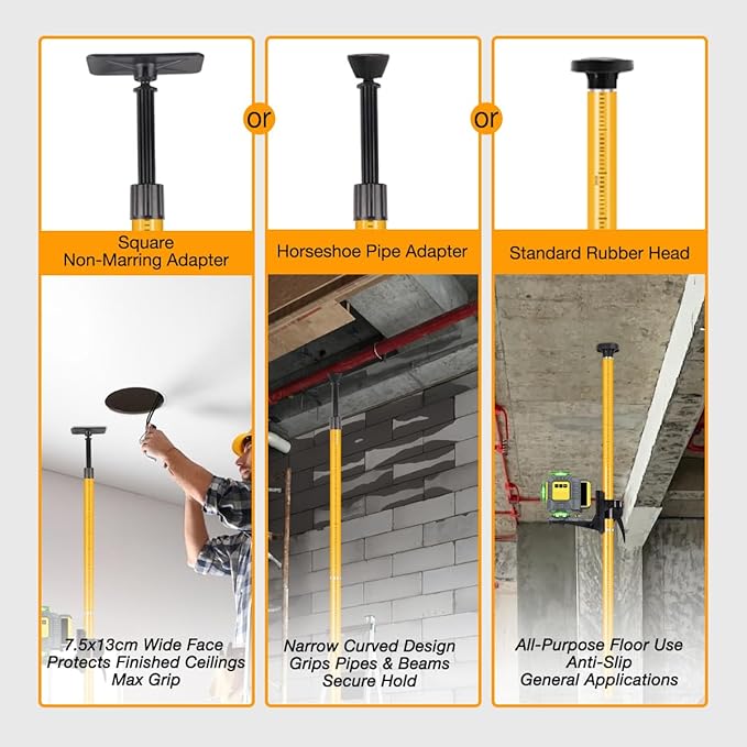 Telescoping Laser Level Pole with Tripod, 13.8Ft./4.2M with 1/4-Inch by 20-Inch Laser Mount for Rotary and Line Laser Level, 5/8"-11 Adapter Nut Included