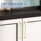 JOY DECOR Cabinet Pulls – 12-3/5 Inch Hole Center, Polished Brass, 5 Pack, Zinc Alloy Cabinet Handles for Drawers & Cupboard – Vintage Style Hardware for Kitchen, Bathroom, Dresser, Furniture Makeover