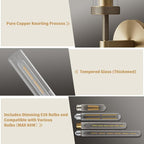 Brass Wall Sconces Set of Two 19.48'' Knurled Texture Indoor Wall Light Fixtures, Bathroom Vanity Light Fixtures with Clear Glass, Modern Wall Lamp for Living Room Hallway (Bulb Included)