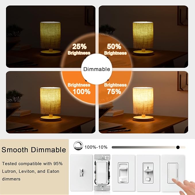 3.2 Inch 2200K Amber White E26 LED Bulb 60 Watt Equal, AC 120V 600LM Edison Bulbs Dimmable, 6W T10 T30 Tubular Filament Light Bulbs Glass for Fan Pendant Wall Light, UL Listed-4 Pack