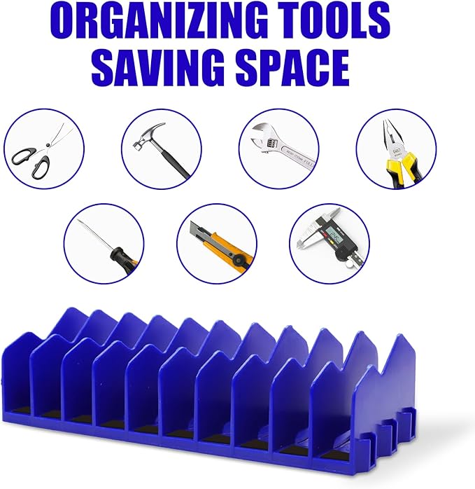 Plier Organizer, 4 Pack Pliers Organizer for Tools Cutters with Extendable Design & Non-Slip Rubber Base, 40 Slots Tool Box Drawer for Pliers, Wrenches, Screwdrivers,Blue