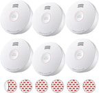 Smoke Detector 10 Year Battery, Smoke Fire Alarm with Photoelectric Sensor, Easy to Install with Magnetic Mount, Smoke Detectors with Silence Button & LED Lights for Home, 6 Pack