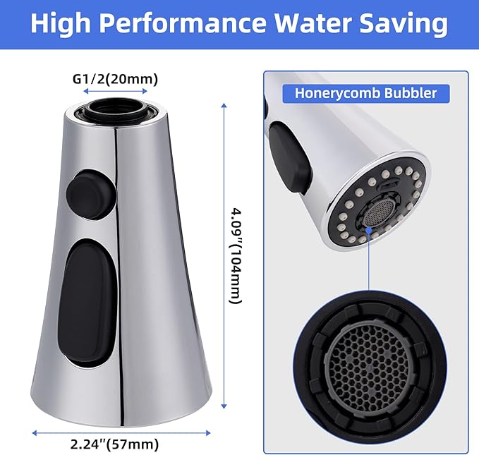 iFealClear Universal Kitchen Faucet Head Replacement, 3 Modes Pull Down Faucet Spray Head Replacement Compatible with Moen Delta Kitchen Sink Faucet, 15 Adapters Available, Chrome