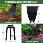 Hoe Garden Tool, 30 Inch Garden Hoe Adjustable Long Handle, 2 in 1 Garden Hoe for Weeding, Stainless Steel Weeder Tool for Yard Long Handle, Gardening Hoe for Planting, Lossening, Digging