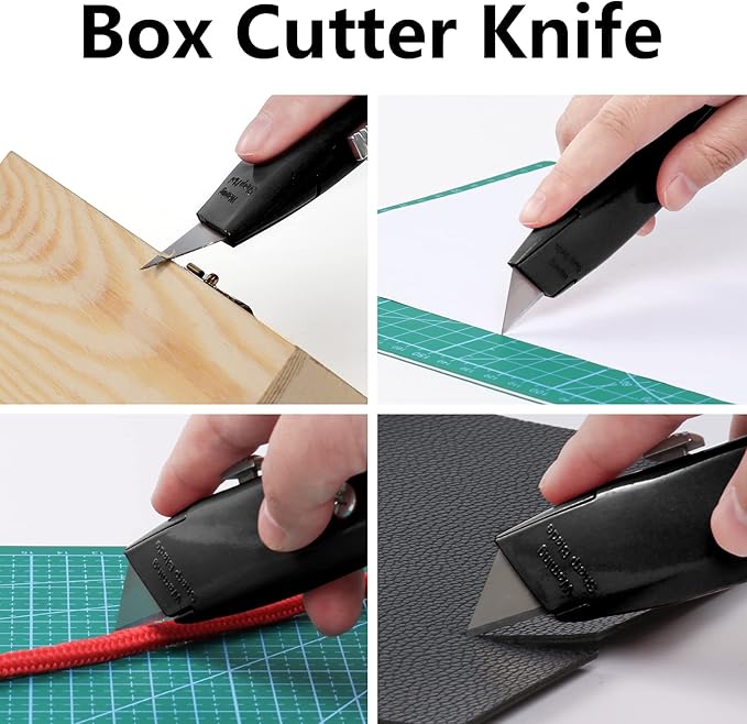 DIYSELF Utility Knife, 20 Pack Heavy Duty Box Cutter Retractable, Box Cutter Knife, Box Opener, Cardboard Cutter, Utility Knives for Garage, Home and Office, Box Cutters for Daily Use (Black)