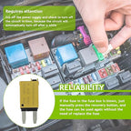 20A DC 12V-32V Manual Reset Circuit Breaker ATM Low Profile T1 Mini Blade Fuses Breakers for Car Trucks Marine Boat RV Solar and More,2 Pack