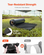 VEVOR 10 Mil Plastic Sheeting Heavy Duty 5' x 100', Thick Plastic Sheeting Roll, Plastic Drop Cloth Painters Tarp, Polyethylene Covering for Crawl Space Vapor Barrier, Multi-Purpose, Black