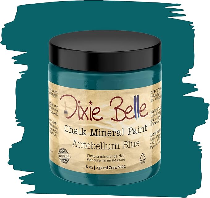 Dixie Belle Paint Company Chalk Finish Furniture Paint - Antebellum Blue (8oz) - Matte Dark Teal Chic Chalk Mineral DIY Furniture Paint