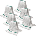 6 Pack Heavy Duty Commercial Cleaning Mop Head Replacements, Loop-End Cotton String Wet Mop Heads Refills Industrial Mops Heads for Commercial Garage Kitchen Home Floor Cleaning