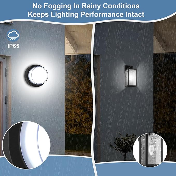 LED Porch Lights Outdoor 12W 6500K LED Wall Lighting Double-Layer Cover Aluminum Exterior Light Fixture Wall Mount IP65 Waterproof for Stairway Garage Patio Bedroom