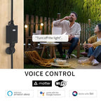 Minoston Matter Outdoor Smart Plug WiFi Heavy Duty Plug-in Outlet IP65 Waterproof, Compatible with Alexa Apple Home SmartThings Google Home, Smart Life, Remote Control, 15Amp Black (MP22M)