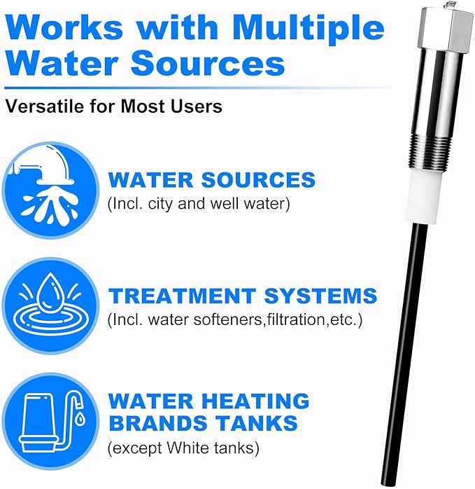 Powered Anode Rod for Water Heater(10-45 Gallon Tank) Electric Anode Rod Made of Titanium, Anti-rust, Anti-Corrosion, Reduce Scale,Water Heater Anode Rod Powered Anode Rod Titanium Anode Rod