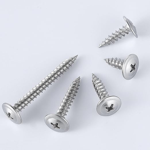 (250 pcs)#8×1" Phillips Truss Head Wood Screws Stainless Steel 410 Quick Metal Self Tapping