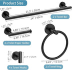 10-Pieces Bathroom Hardware Set, Includes 24 Inch Towel Racks for Bathroom Wall Mounted, Toilet Paper Holder, Towel Hooks for Bathrooms, Towel Rings for Bathroom Wall (Matte Black)