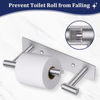 Brushed Nickel Toilet Paper Holder, Adhesive or Screw Toilet Roll Holder Wall Mount, SUS304 Stainless Steel Double Post Pivoting Toilet Roll Holder for Bathroom, Kitchen, Washroom