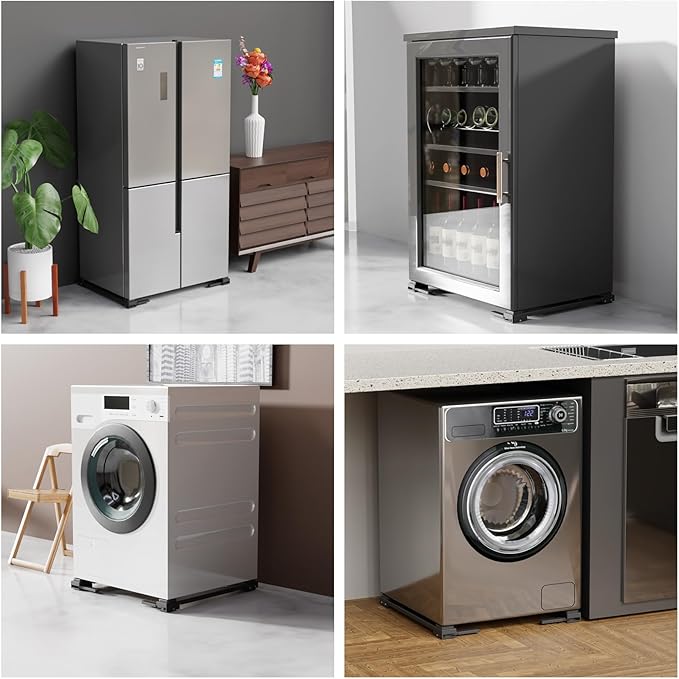 Appliance Rollers Heavy Duty,Newest Extendable Appliance Sliders,Liftable Washing Machine Base,Easily Move Washer and Dryer Machines,Refrigerators,Furniture-Black