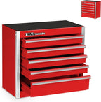 P.I.T. Mini Red Tool Box, Portable 5-Drawer Micro Roll Cab Steel Tool Box with Liner, Red Small Tool Case for Tools Storage, Home DIY