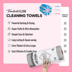 Fantasticlean XL Tear-Away Microfiber Cleaning Cloth Roll, 16'' by 16''- 36 Sheets, Thick & Large Detailing Towels, Ultra Absorbent, Lint-Free Reusable Wipes for Home, Car or Outdoor (Glossy Grey)