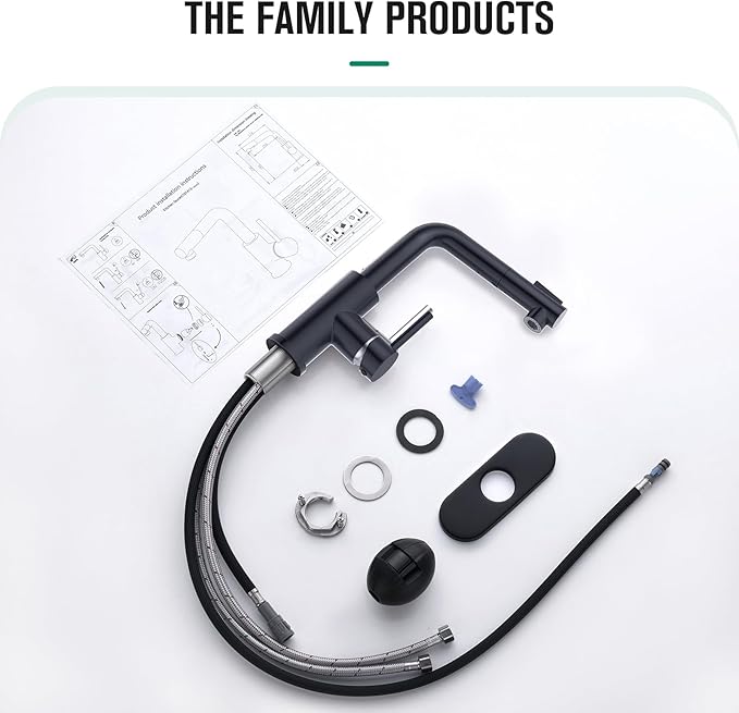 CREA Black Kitchen Faucet with Pull Down Sprayer - Bar Sink Faucets Single Hole/Handle - Modern Stainless Steel Small Kitchen Faucet for Mini Sink RV Outdoor Utility Laundry Faucet