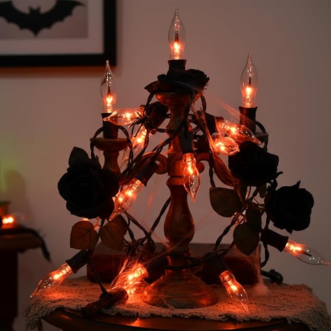 C18 Flickering Flame Light Bulbs, 1W C7 E12 Incandescent (12 Pack), UL Listed 2200K Orange — Candelabra Flicker Bulbs for Halloween Night Lights, Window Candles, Chandeliers, C7 Replacement