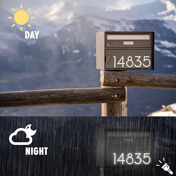 2 inch Reflective Mailbox Numbers Sticker (0-9, 5 Sets) Modern Number Vinyl Waterproof Number Self Adhesive Sticker for Signs, Door, Cars, Trucks, Home, Address Number