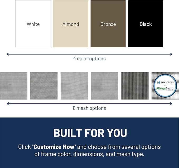 Fully Assembled Replacement Window Screen, Custom Size Full Window Screen (FS1) with No Hardware for Versatile Installation. Lightweight, Durable, and Proven to Last!