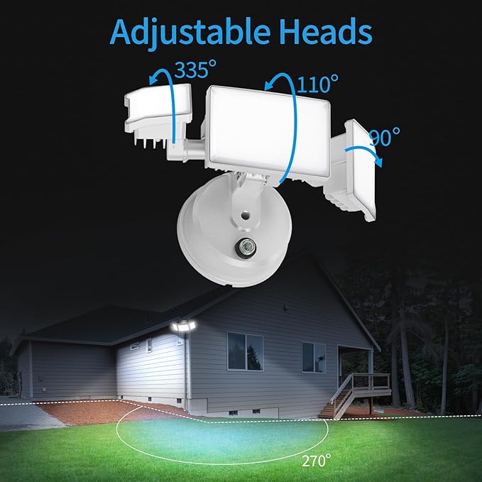 Olafus 60W Flood Lights Dusk to Dawn Outdoor Lighting, IP65 Waterproof LED Security Light with Photocell, 6000LM Dusk Dawn Outside Light, 6500K White Exterior Floodlight for Yard Garden Porch White