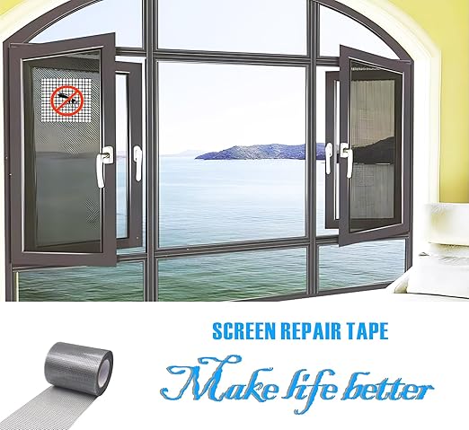 Window Screen Repair Tape，3IN X 16.5FT (196IN) Screen Tape mesh Repair for Window Screen and Screen Door tears Holes (Black)