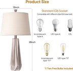 WIHTU 3 Color Temperature Table Lamps Set of 2, Beside Lamp with Linen Shade, 27'' Light Wood Color Modern Table Lamp for Living Room, Resin Desk Lamp for Nightstands Bedroom Decor (2 Bulbs Included)