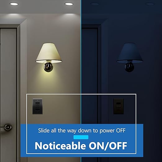 LIDER Combination Dual Dimmer Light Switch Control, 2 Sliding Light Controls, Single Pole, 400W CFL/LED, 600W Incandescent/Halogen, UL Listed, Wall Plate Included, Black, 2 Pcak