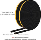 Door Weather Stripping for Doors & Windows, Self-Adhesive Foam Gasket Tape, Energy-Saving (3/8 in x 3/8 in x 33Ft)